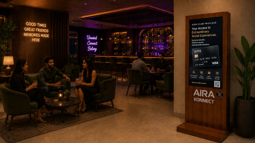 DOOH screen in social club venue