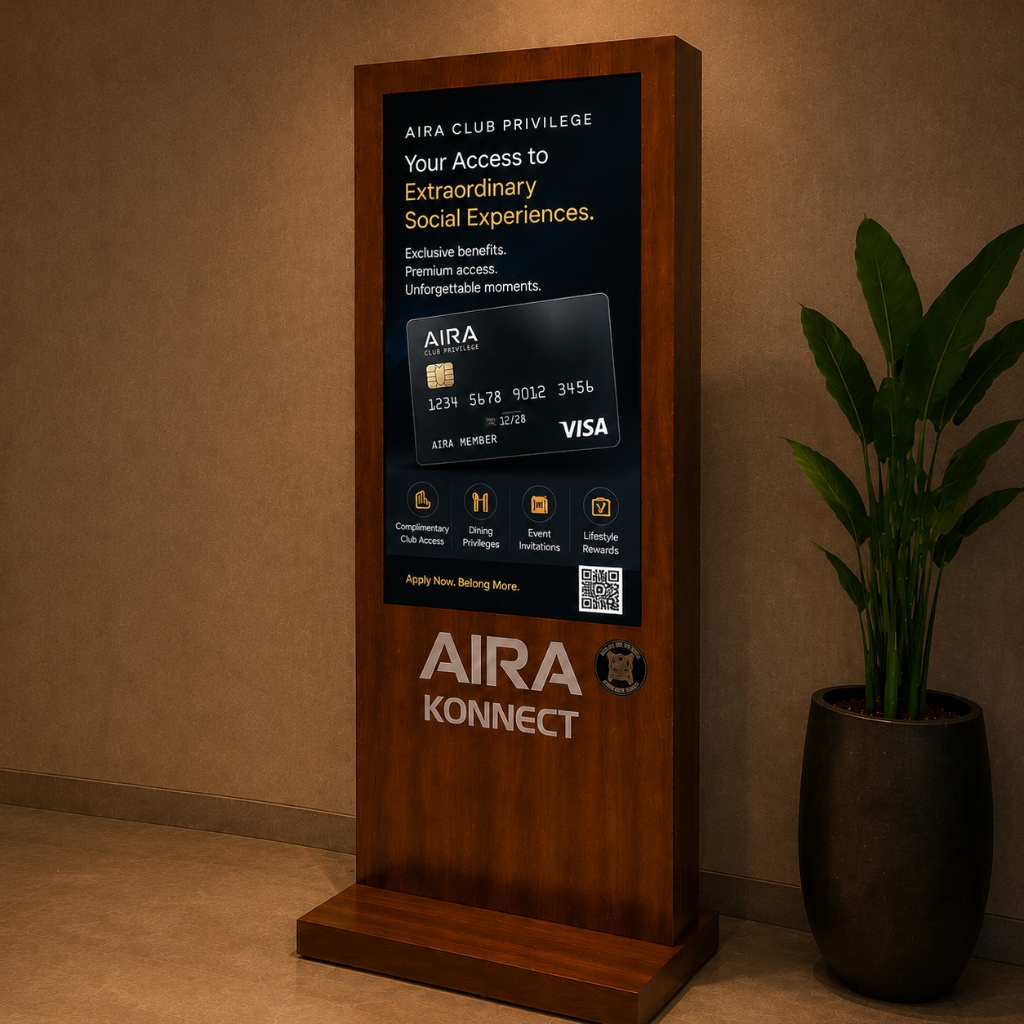 Vertical screen in social club lounge