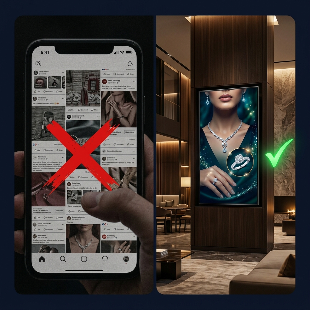 Social ads vs real-world digital signage comparison